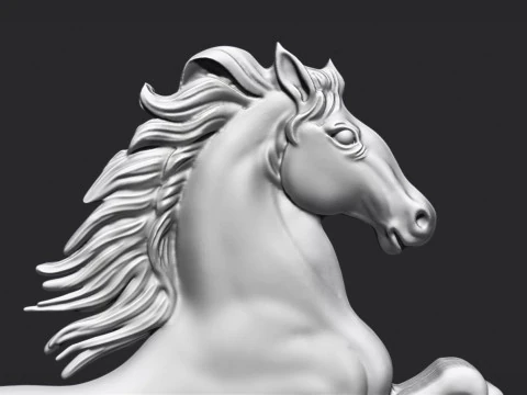 Horse Rearing Up Bas Relief 3D Print Model