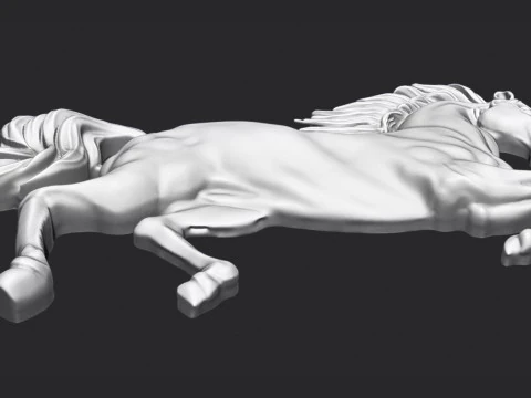 Horse Rearing Up Bas Relief 3D Print Model