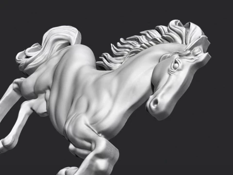 Horse Rearing Up Bas Relief 3D Print Model