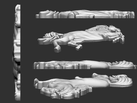 Horse Rearing Up Bas Relief 3D Print Model
