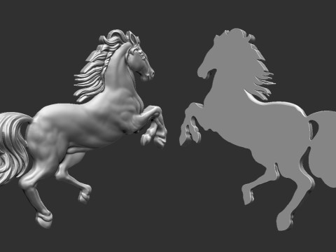 Horse Rearing Up Bas Relief 3D 打印模型