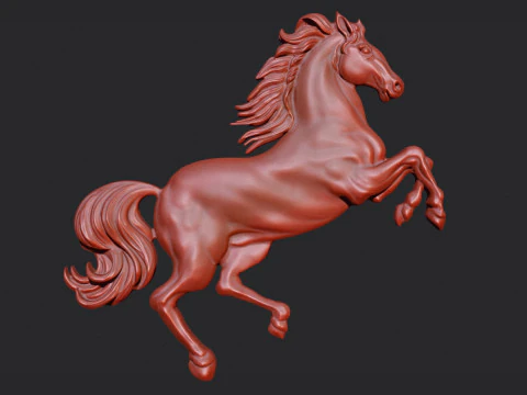Horse Rearing Up Bas Relief 3D Print Model