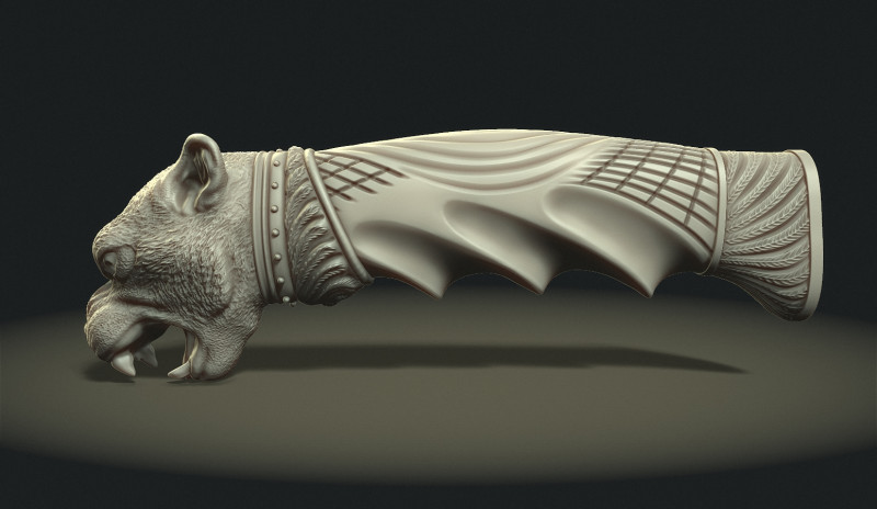 Puma Head Knife Handle 3D Baskı Modeli .c4d .max .obj .3ds .fbx .stl .blend