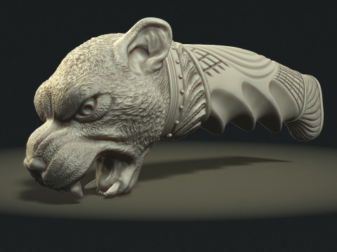 Puma Head Knife Handle 3D 打印模型