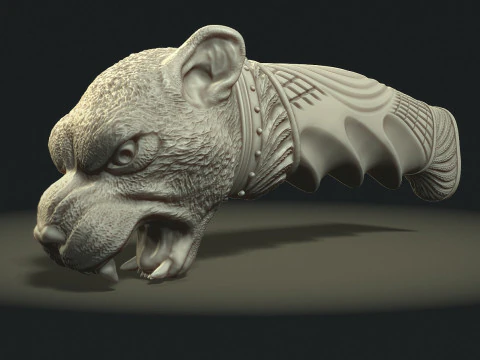 Puma Head Knife Handle 3D Print Model