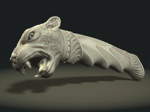 Puma Head Knife Handle 3D Print Model