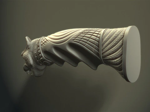 Puma Head Knife Handle 3D Print Model