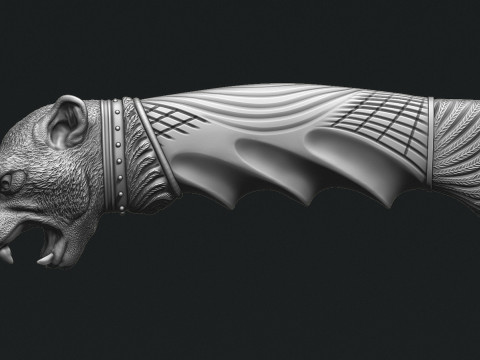 Puma Head Knife Handle 3D 打印模型