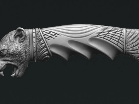 Puma Head Knife Handle 3D Print Model