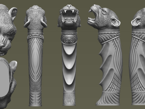 Puma Head Knife Handle 3D 打印模型