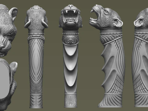 Puma Head Knife Handle 3D Print Model