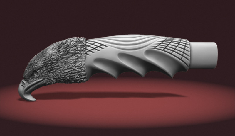 Eagle Head Knife Handle 3D printmodel .c4d .max .obj .3ds .fbx .stl .blend 