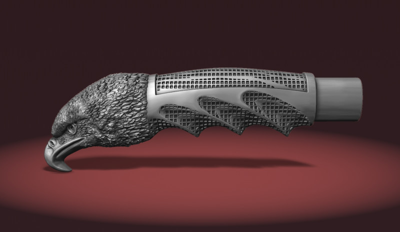 Eagle Head Knife Handle 3D Druckmodell .c4d .max .obj .3ds .fbx .stl .blend 