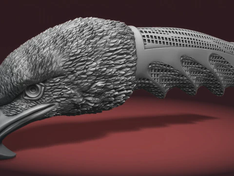 Eagle Head Knife Handle 3D Print Model