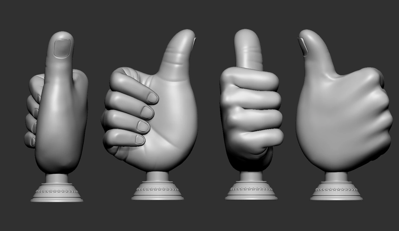 Thumbs Up Hand Gesture Award 3D Print Model .c4d .max .obj .3ds .fbx .stl .blend 