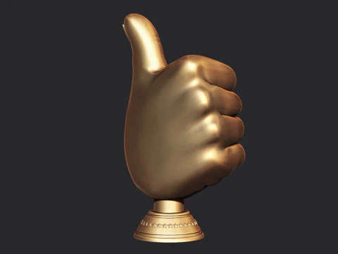 Thumbs Up Hand Gesture Award 3D Print Model