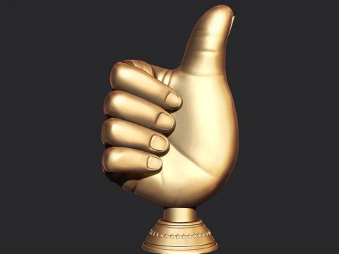 Thumbs Up Hand Gesture Award 3D Print Model