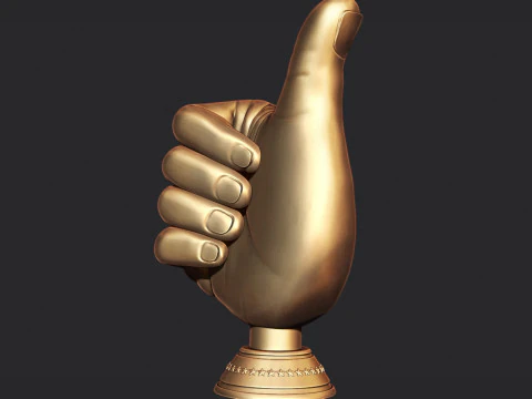 Thumbs Up Hand Gesture Award 3D Print Model
