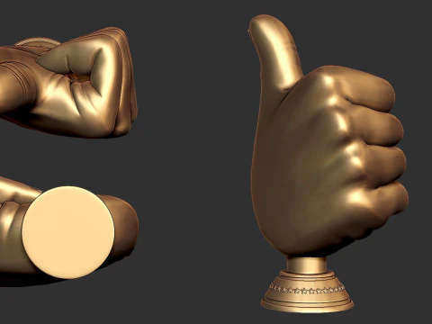 Thumbs Up Hand Gesture Award 3D Print Model