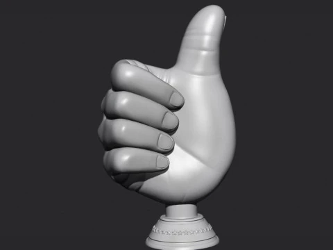 Thumbs Up Hand Gesture Award 3D Print Model