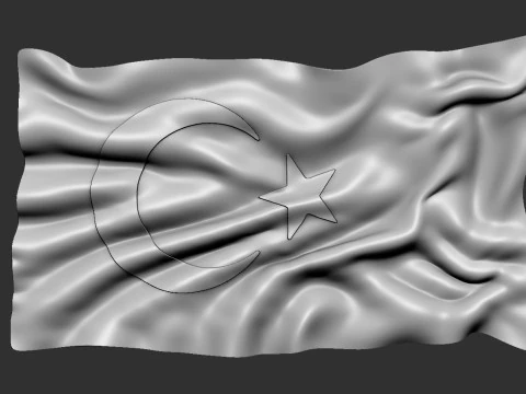 Turkish Flag Bas Relief 3D Print Model