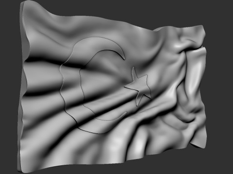 Turkish Flag Bas Relief 3D Print Model