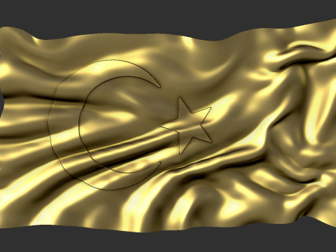 Turkish Flag Bas Relief 3D Print Model
