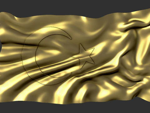 Turkish Flag Bas Relief 3D Print Model