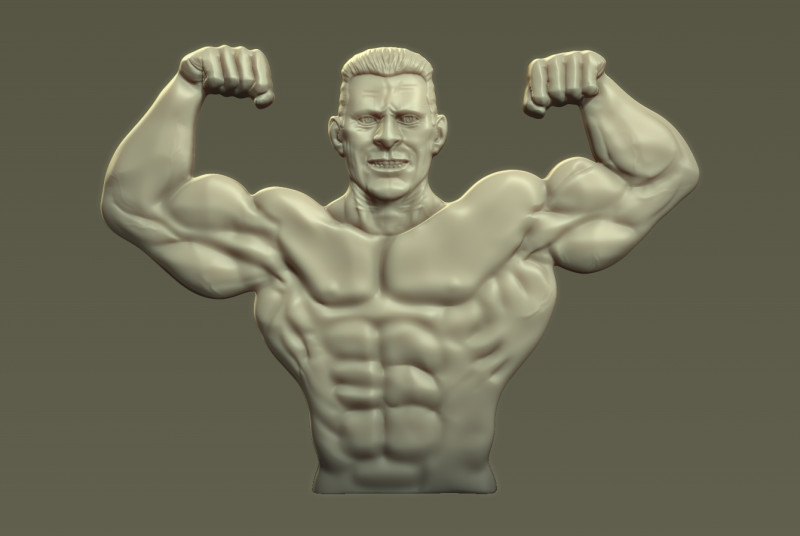 Male Bodybuilder Bas Relief 3D Baskı Modeli .c4d .max .obj .3ds .fbx .stl .blend