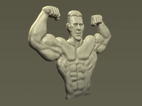 Male Bodybuilder Bas Relief 3D Print Model