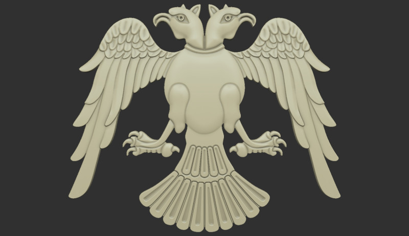 Two Headed Eagle Bas Relief 3Dプリントモデル .c4d .max .obj .3ds .fbx .stl .blend 