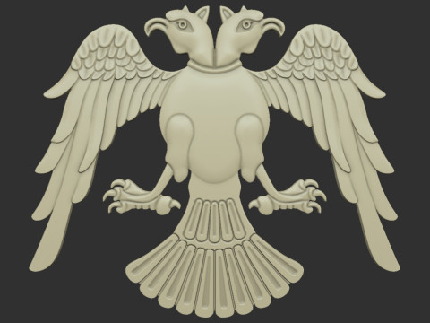 Two Headed Eagle Bas Relief 3D Baskı Modeli