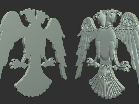 Two Headed Eagle Bas Relief 3Dプリントモデル