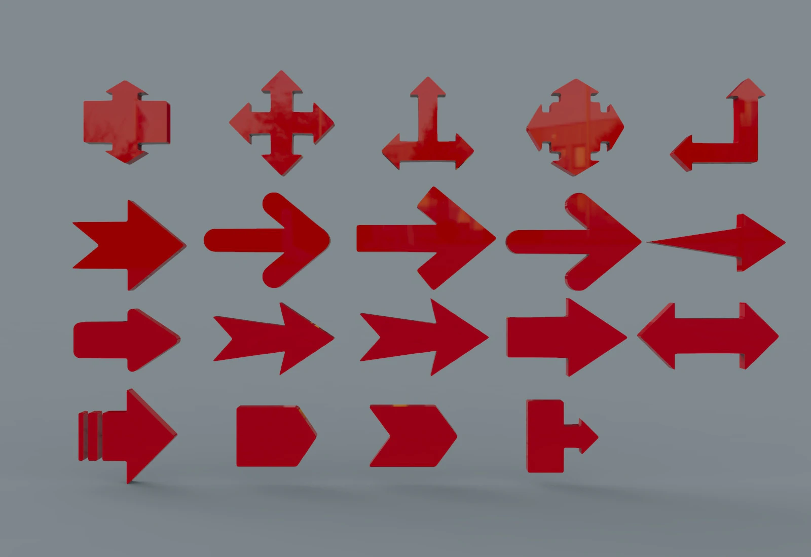 Arrows Set 3D Model .c4d .max .obj .3ds .fbx .stl .blend 