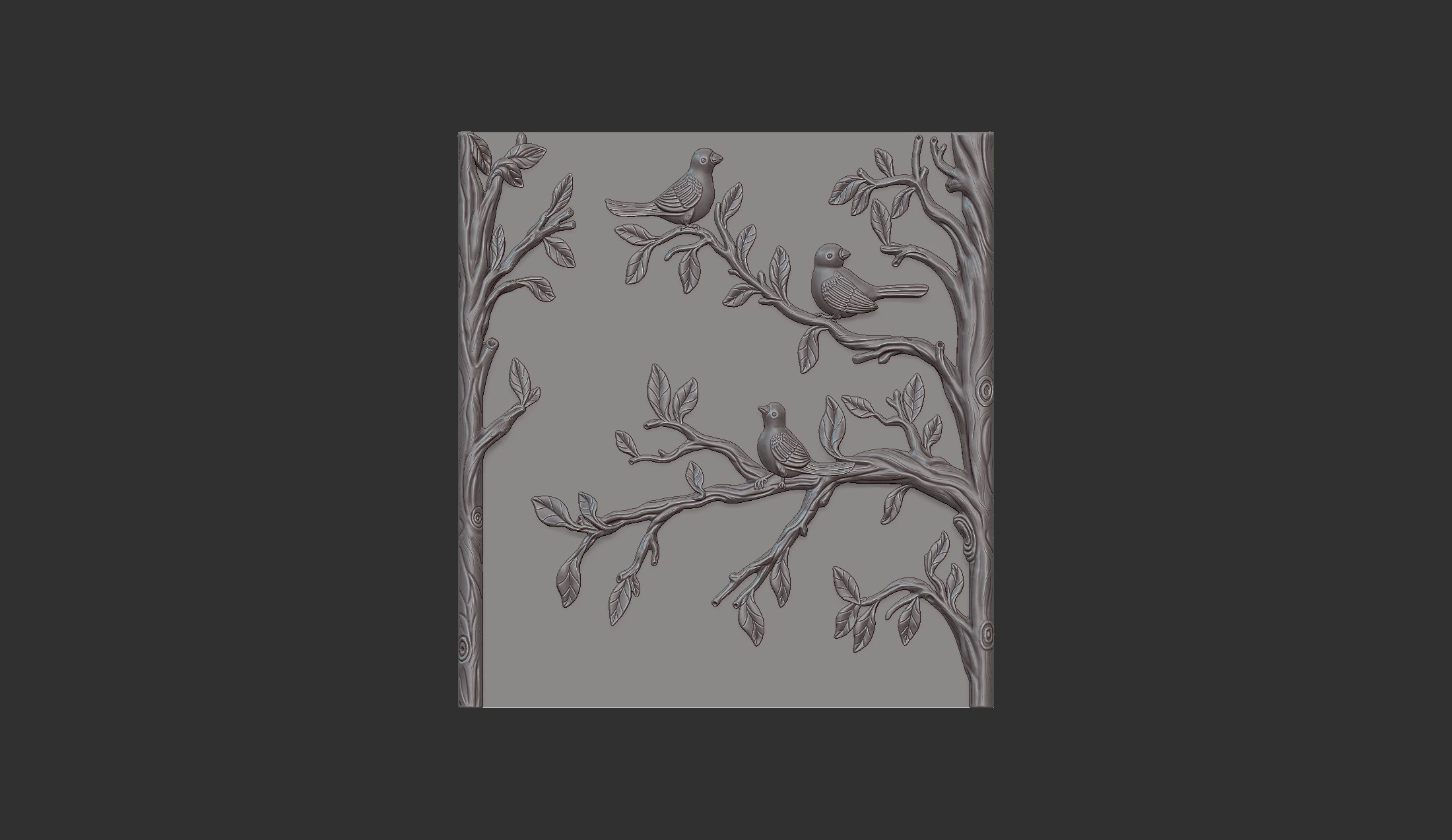 Birds on a Tree 3D Print Model .c4d .max .obj .3ds .fbx .stl .blend 