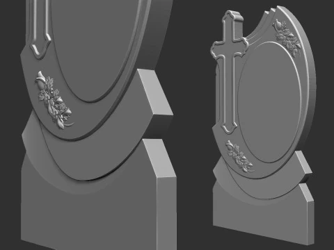 Memorial Tombstone with Cross 3D Print Model
