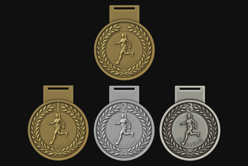 Women Running Award Medals 3D Print Model .c4d .max .obj .3ds .fbx .stl .blend 