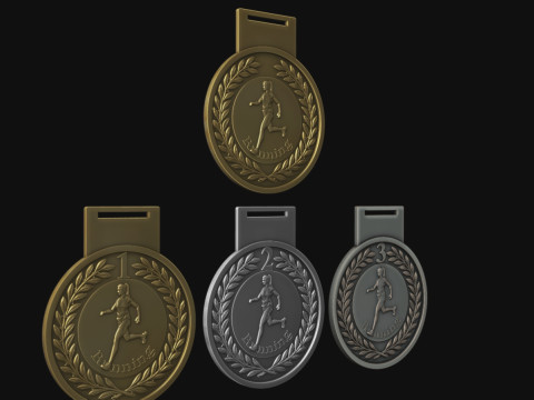 Women Running Award Medals 3D Print Model