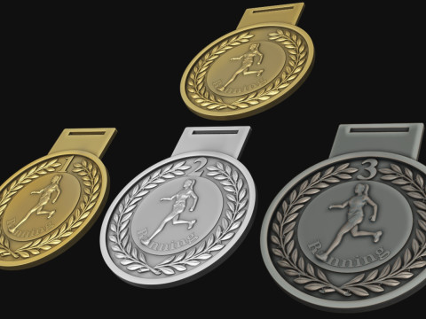 Women Running Award Medals 3D Print Model