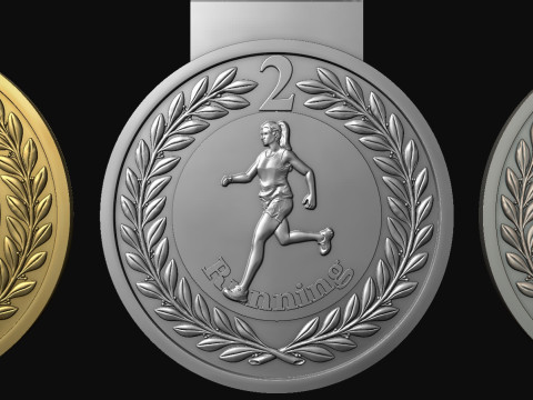 Women Running Award Medals 3D Print Model