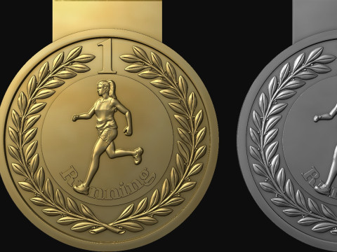Women Running Award Medals 3D Print Model