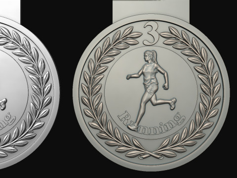 Women Running Award Medals 3D Print Model