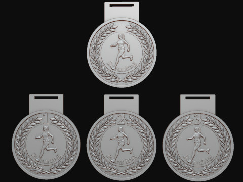 Women Running Award Medals 3D Print Model