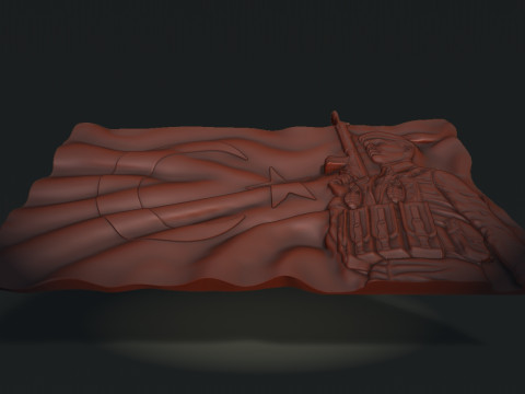Turkish Flag and Soldier Bas Relief 3D 打印模型