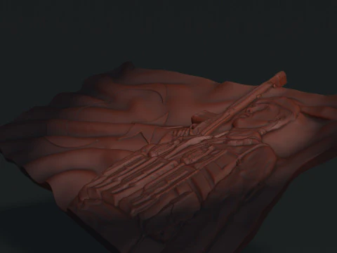 Turkish Flag and Soldier Bas Relief 3D Print Model