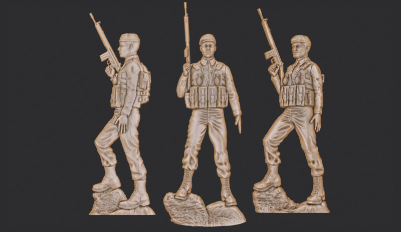 Soldier Bas Relief Model Cetak 3D .c4d .max .obj .3ds .fbx .stl .blend 