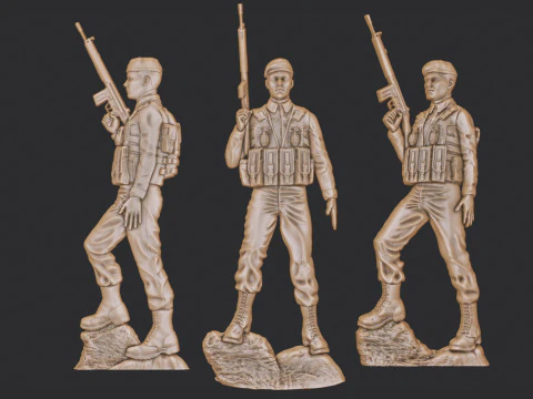 군인 저부조 3D 프린트 모델