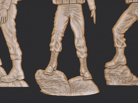 Soldier Bas Relief Model Cetak 3D