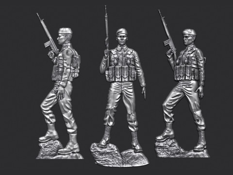 Soldier Bas Relief Model Cetak 3D