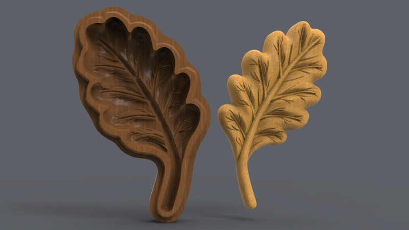 Acorn Tree Leaf Cookie Stamp 3Dプリントモデル .c4d .max .obj .3ds .fbx .stl .blend